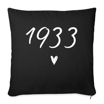 1933 coeur anniversaire - Housse de coussin décorative 45 x 45 cm - noir - Devant