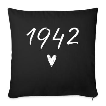 1942 coeur anniversaire - Housse de coussin décorative 45 x 45 cm - noir - Devant
