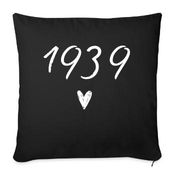 1939 coeur anniversaire - Housse de coussin décorative 45 x 45 cm - noir - Devant