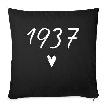 1937 coeur anniversaire - Housse de coussin décorative 45 x 45 cm - noir - Devant