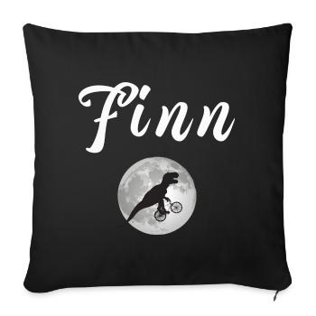 FINN - Beau prénom de garçon avec dinosaure - Housse de coussin décorative 45 x 45 cm - noir - Devant