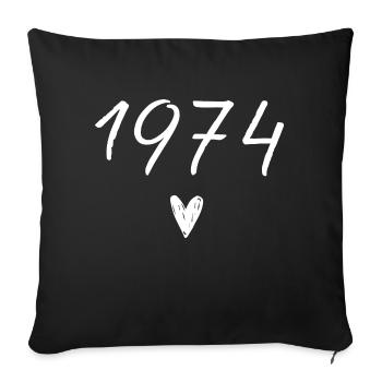 1974 Herzgeburtstag - Sofakissenbezug 45 x 45 cm - Schwarz - Vorne
