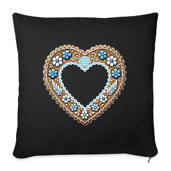 Cadre Coeur en Pain d’Épices Tradition et amour combinés - Housse de coussin décorative 45 x 45 cm - noir - Devant