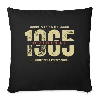 vintage 1965 / année 1965 / t-shirt 1965 - Housse de coussin décorative 45 x 45 cm - noir - Devant