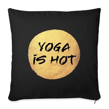 Cercle de Yoga Fan chaud Méditation Or Citation de luxe - Housse de coussin décorative 45 x 45 cm - noir - Devant