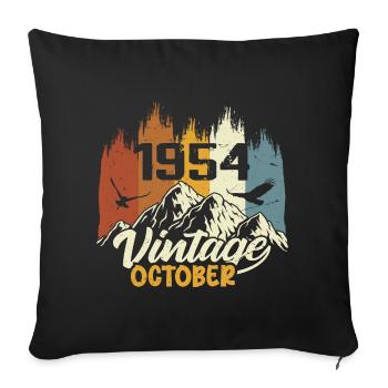 Né en octobre 1954 - Anniversaire en octobre 1954 - Housse de coussin décorative 45 x 45 cm - noir - Devant
