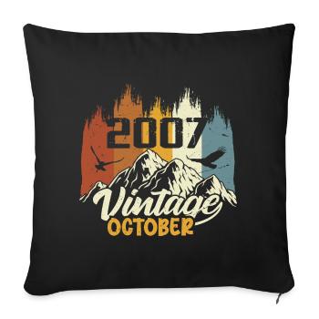 Born October 2007 - Birthday October 2007 - Sofa pillowcase 17,3'' x 17,3'' (45 x 45 cm) - black - Front