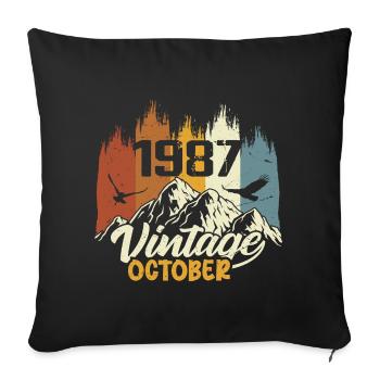 Born October 1987 - Birthday October 1987 - Sofa pillowcase 17,3'' x 17,3'' (45 x 45 cm) - black - Front