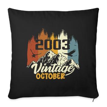 Né en octobre 2003 - Anniversaire octobre 2003 - Housse de coussin décorative 45 x 45 cm - noir - Devant