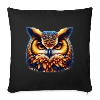 Owl - Sofa pillowcase 17,3'' x 17,3'' (45 x 45 cm) - black - Front