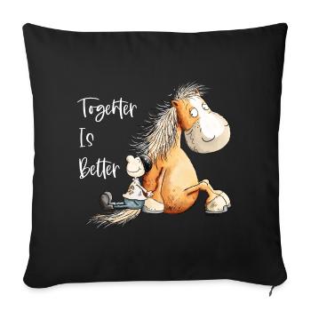 Ensemble c’est mieux cheval cheval ami cadeau - Housse de coussin décorative 45 x 45 cm - noir - Devant