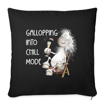 Cheval Dans Chaise Longue Cocktail Chill Mode Dire - Housse de coussin décorative 45 x 45 cm - noir - Devant
