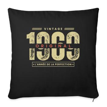 vintage 1969 / année 1969 / t-shirt 1969 - Housse de coussin décorative 45 x 45 cm - noir - Devant