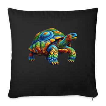 Colorful Rainbow Turtle - Sofa pillowcase 17,3'' x 17,3'' (45 x 45 cm) - black - Front