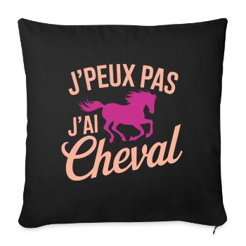 J'peux Pas, J'ai Cheval Rose - Housse de coussin décorative 45 x 45 cm - noir - Devant