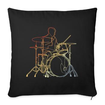 Dessin de batteur vintage - Housse de coussin décorative 45 x 45 cm - noir - Devant