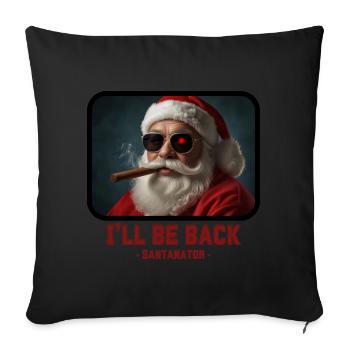 Je serai de retour - Père Noël Terminator - Housse de coussin décorative 45 x 45 cm - noir - Devant