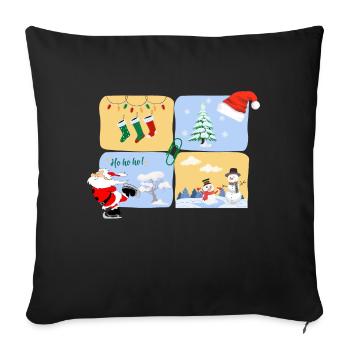 Santa Skate - Sofa pillowcase 17,3'' x 17,3'' (45 x 45 cm) - black - Front