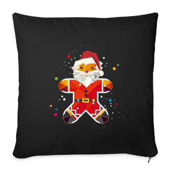 Gingerbread Man in Santa Design – Creative Christmas - Sofa pillowcase 17,3'' x 17,3'' (45 x 45 cm) - black - Front