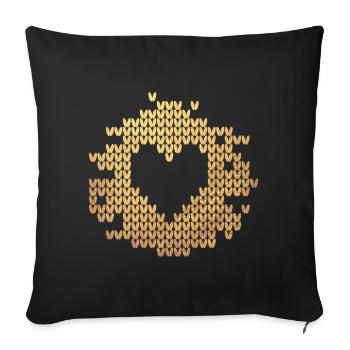 Coeur Doré Tricots Cabane Magique Luxe Amour Amour - Housse de coussin décorative 45 x 45 cm - noir - Devant