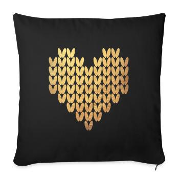 Motif de tricot coeur or Exclusive Love Winter - Housse de coussin décorative 45 x 45 cm - noir - Devant