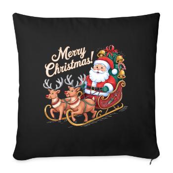 Santa Claus Reindeer Sleigh Merry Christmas - Sofa pillowcase 17,3'' x 17,3'' (45 x 45 cm) - black - Front