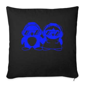 Two Penguins DJ Pair Headphones Sunglasses Team - Sofa pillowcase 17,3'' x 17,3'' (45 x 45 cm) - black - Front