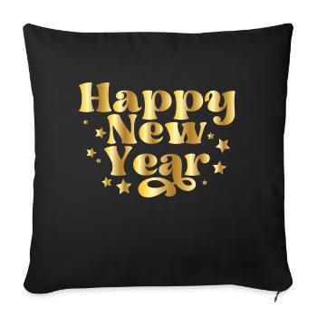 Happy New Year – New Year's Eve Design with Stars - Sofa pillowcase 17,3'' x 17,3'' (45 x 45 cm) - black - Front