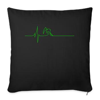 Électrocardiogramme - La Mort - Vert - Housse de coussin décorative 45 x 45 cm - noir - Devant