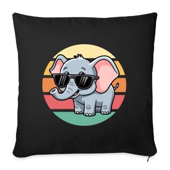 Cool Elephant With Sunglasses Vintage Sunset - Sofa pillowcase 17,3'' x 17,3'' (45 x 45 cm) - black - Front