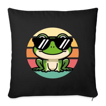 Cool Frog With Sunglasses Vintage Sunset - Sofa pillowcase 17,3'' x 17,3'' (45 x 45 cm) - black - Front
