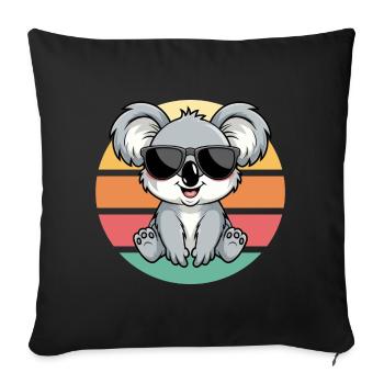 Cooler Koala Mit Sonnenbrille Vintage Sunset - Sofakissenbezug 45 x 45 cm - Schwarz - Vorne