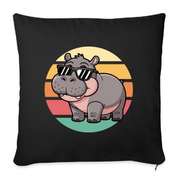 Cheval Cool Avec Lunettes De Soleil Vintage Sunset - Housse de coussin décorative 45 x 45 cm - noir - Devant