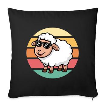 Cool Mouton Avec Lunettes De Soleil Vintage Coucher De Soleil - Housse de coussin décorative 45 x 45 cm - noir - Devant