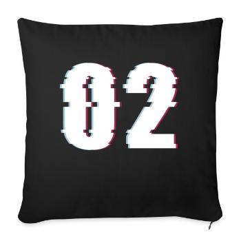 Two 2 Two 02 Number Effect Distorted Number - Sofa pillowcase 17,3'' x 17,3'' (45 x 45 cm) - black - Front