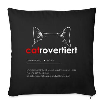 catrovertiert introvertierte Katzenmenschen - Sofakissenbezug 45 x 45 cm - Schwarz - Vorne