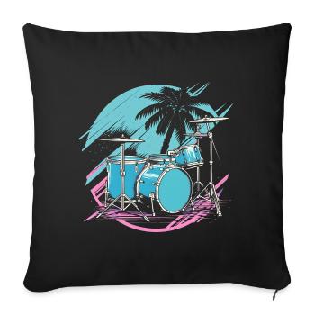Drums 90s Look - Sofa pillowcase 17,3'' x 17,3'' (45 x 45 cm) - black - Front