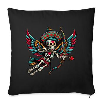 Cupid's arrow brings hearts together - Sofa pillowcase 17,3'' x 17,3'' (45 x 45 cm) - black - Front