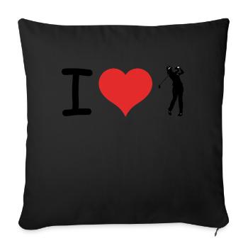 J’aime le golf - Autocollant de sport relatable - Housse de coussin décorative 45 x 45 cm - noir - Devant