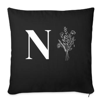 Lette n fleurs minimalistes - Housse de coussin décorative 45 x 45 cm - noir - Devant