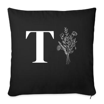 Lette t fleurs minimalistes - Housse de coussin décorative 45 x 45 cm - noir - Devant