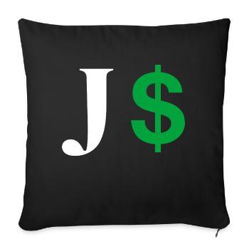Letter j dollar - Sofa pillowcase 17,3'' x 17,3'' (45 x 45 cm) - black - Front