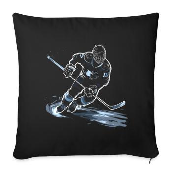 Eishockeyspieler Zeichnung - Sofakissenbezug 45 x 45 cm - Schwarz - Vorne