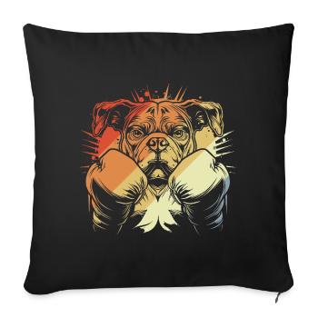 Boxe Chien Vintage - Housse de coussin décorative 45 x 45 cm - noir - Devant