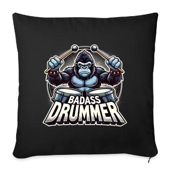 Knallharter Schlagzeuger Gorilla cool Geschenk - Sofakissenbezug 45 x 45 cm - Schwarz - Vorne
