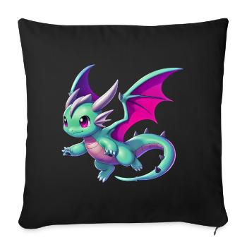 Dragon - Sofa pillowcase 17,3'' x 17,3'' (45 x 45 cm) - black - Front