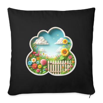 Garden with flower on flower meadow and sunflower - Sofa pillowcase 17,3'' x 17,3'' (45 x 45 cm) - black - Front