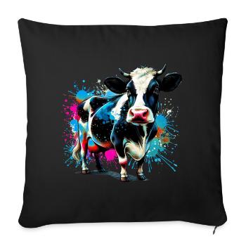 Vache - Housse de coussin décorative 45 x 45 cm - noir - Devant