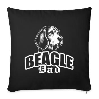 « Beagle Dad » avec tête de chien - Housse de coussin décorative 45 x 45 cm - noir - Devant