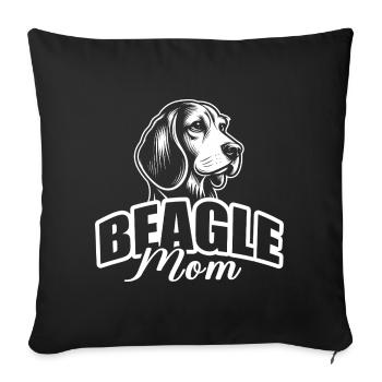 « Beagle Mom » avec tête de chien - Housse de coussin décorative 45 x 45 cm - noir - Devant